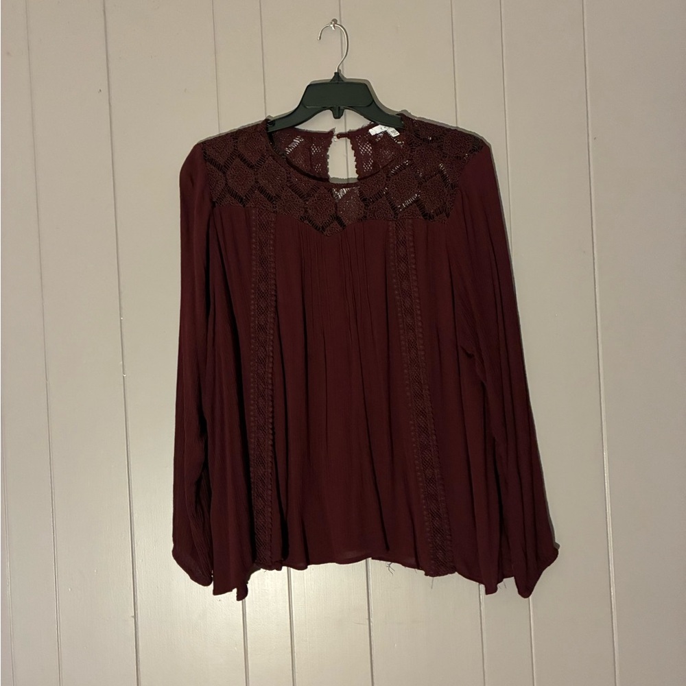 Fever Burgundy Lace Detail Blouse